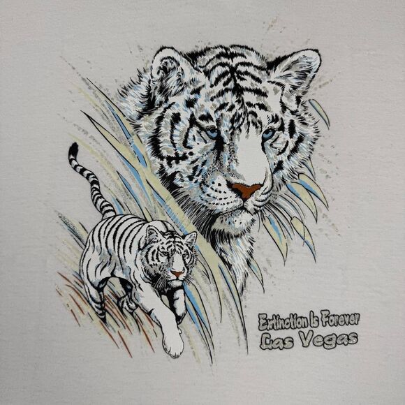 Vintage Y2K Extinction is Forever White Tiger Las Vegas Destination Shirt Large - Picture 2 of 8